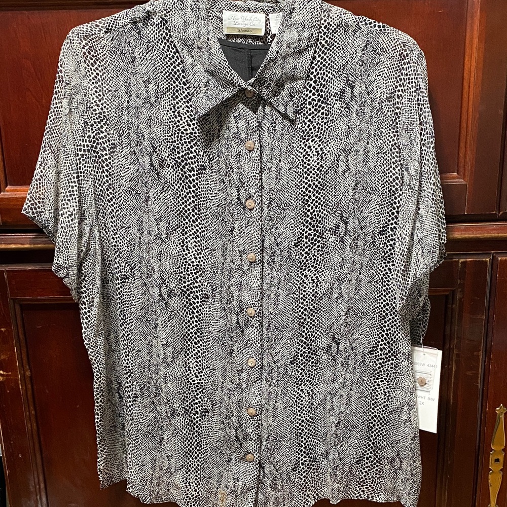 New York City Design Co. vintage plus size 2X Black & Gray 2 piece sheer Shirt